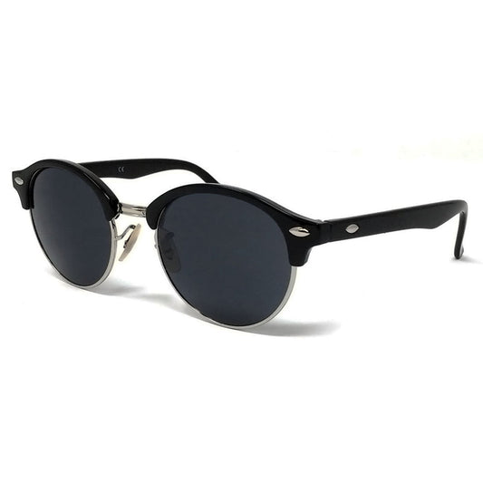 LARGE ROUND SUNGLASSES Black / Silver Frame Black Lens