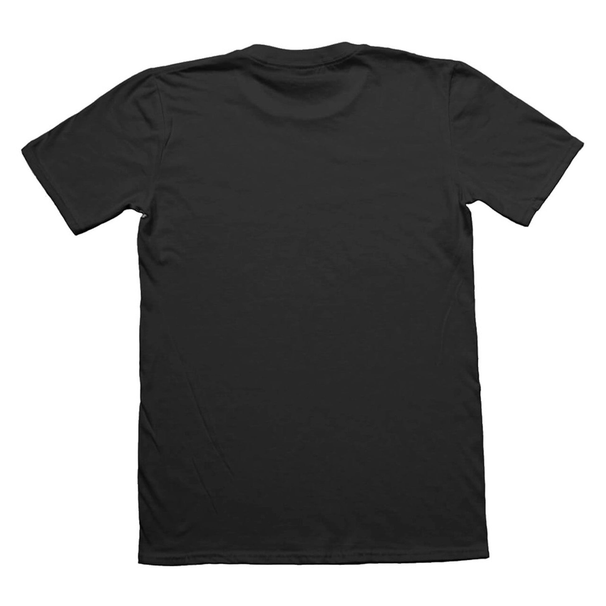 Plain black t-shirt back.