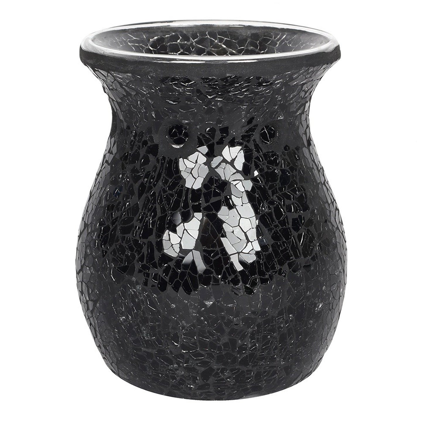 LARGE CRACKLE GLASS OIL BURNER Black