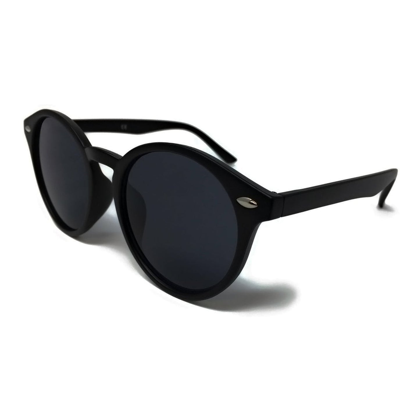 LARGE ROUND SUNGLASSES Matte Black Frame Black Lens
