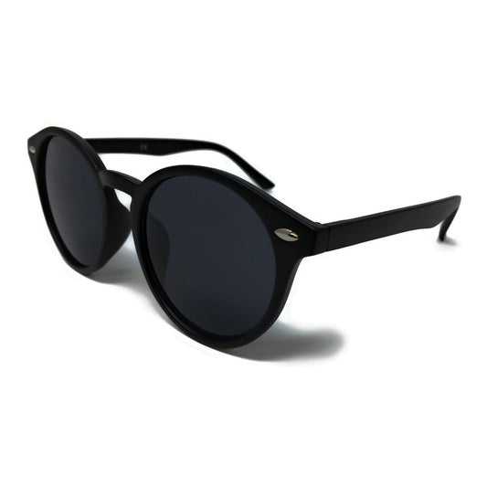 LARGE ROUND SUNGLASSES Matte Black Frame Black Lens