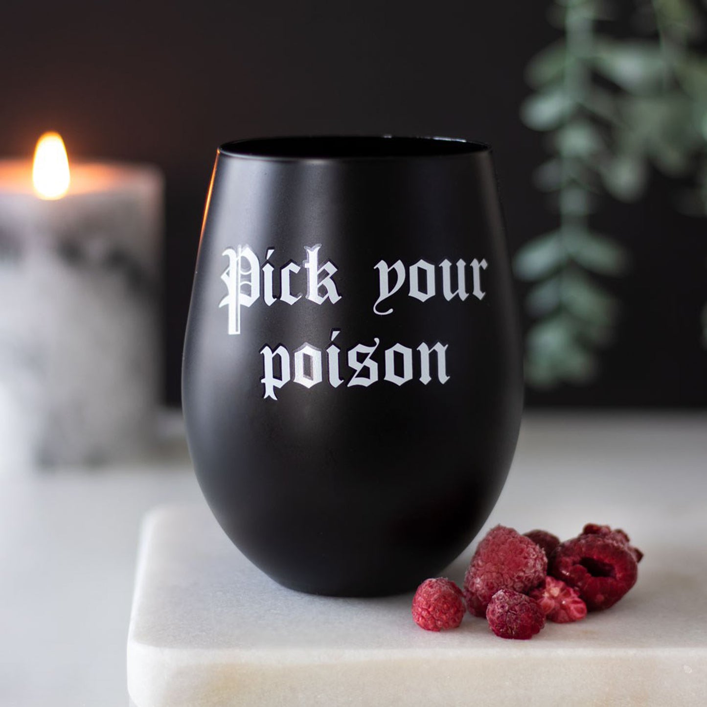 PICK YOUR POISON Stemless Wine Glass