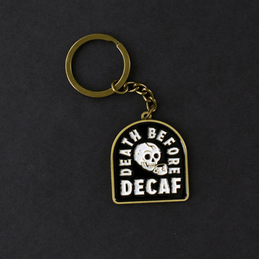 PYKNIC Death Before Decaf Coffee Keychain