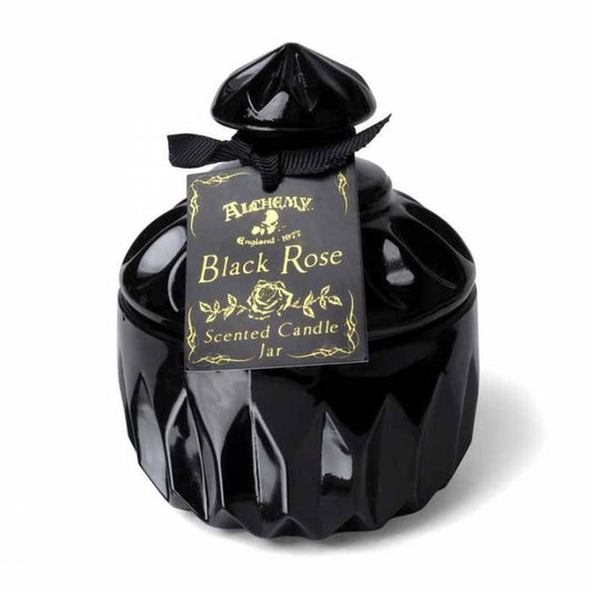ALCHEMY GOTHIC Round Vintage Black Rose Scented Candle Jar