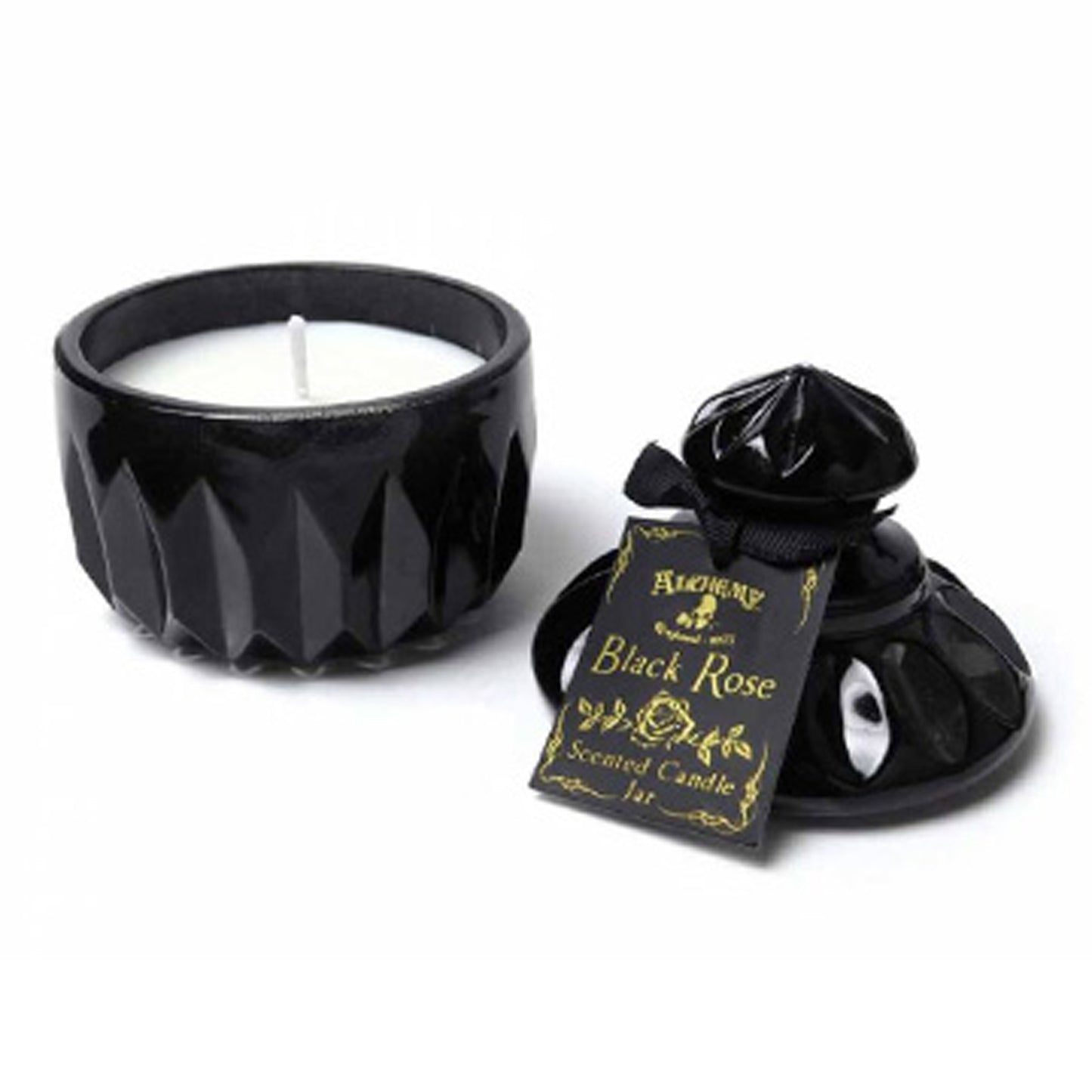 ALCHEMY GOTHIC Round Vintage Black Rose Scented Candle Jar