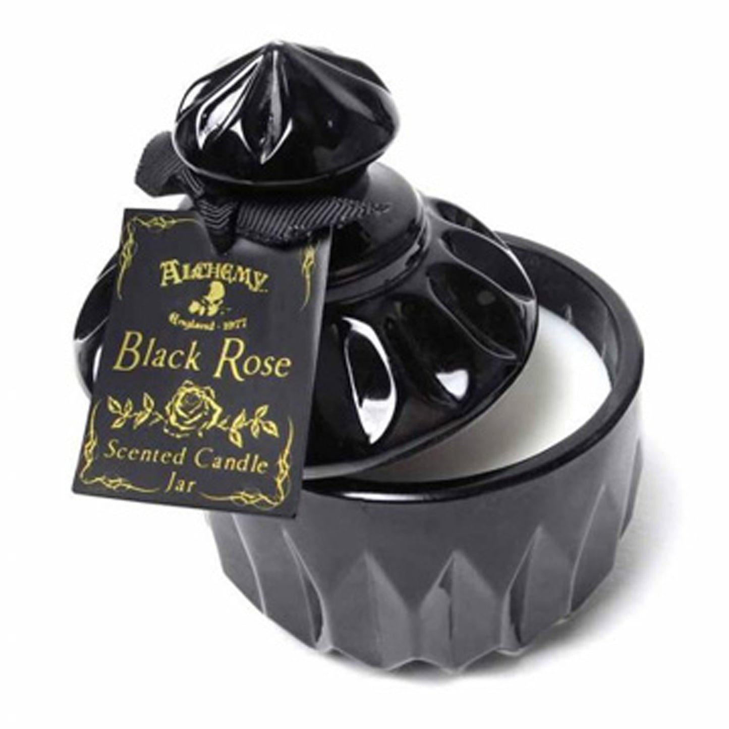 ALCHEMY GOTHIC Round Vintage Black Rose Scented Candle Jar